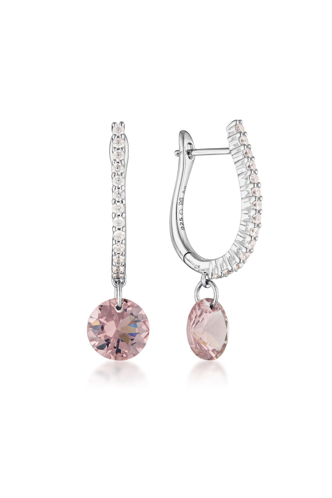 MIRAGE MOSSMAN MORGANITE EARRINGS SILVER Bevilles Jewellers 