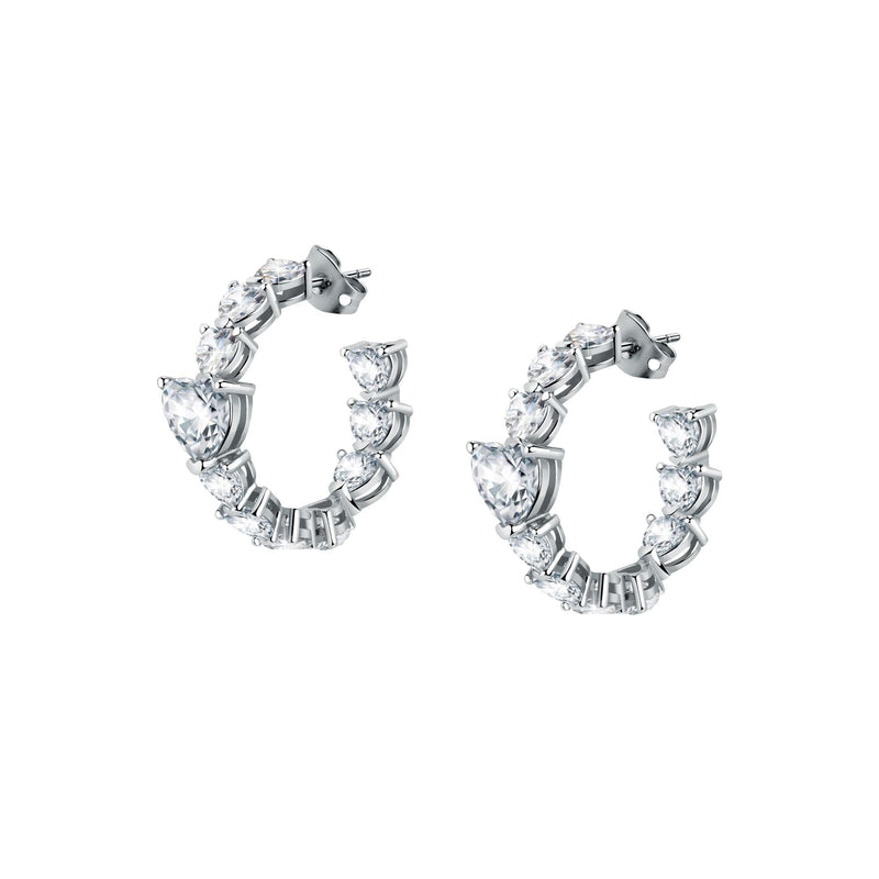 Chiara Ferragni Diamond Heart White Heart Hoop Earrings Chiara Ferragni 