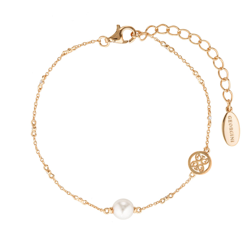 GEORGINI RED CARPET GLOBE PEARL BRACELET ROSE GOLD Bevilles Jewellers 