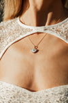 CHIC NOEL MOTHER OF PEARL FAN PENDANT GOLD Bevilles Jewellers 