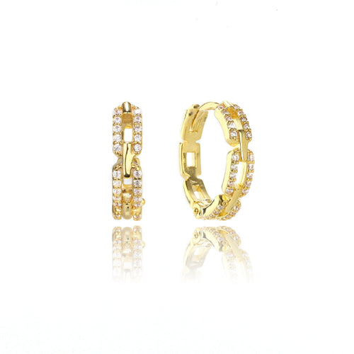 GODDESS LINK HOOP EARRINGS GOLD Bevilles Jewellers 