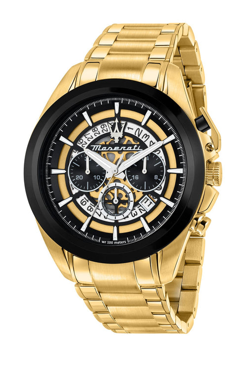 Maserati Traguardo 45mm Chronograph Gold Stainless Steel Strap Watch Watches Maserati 