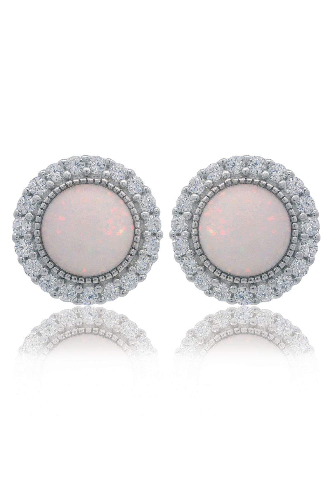 OPAL GLOW MARRINAWI WHITE CREATED OPAL EARRINGS SILVER Bevilles Jewellers 