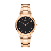 Daniel Wellington Iconic Link 36 Rose Gold & Black Watch Watches Daniel Wellington 