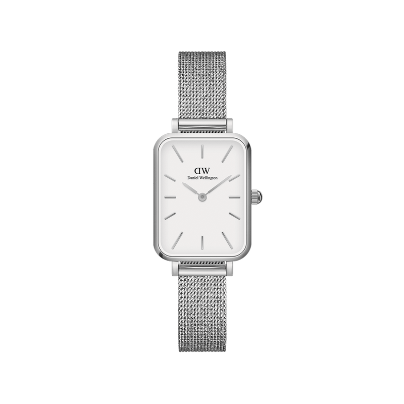 Daniel Wellington Quadro 20X26 Pressed Sterling Silver & White Watch Watches Daniel Wellington 