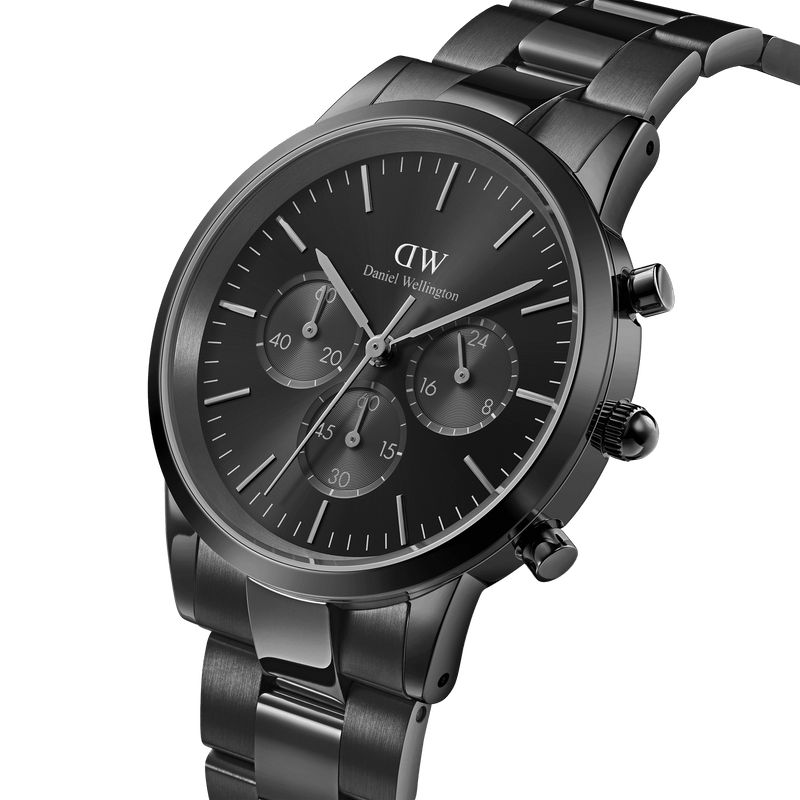 Daniel Wellington Iconic Chronograph 42 Link Black Sunray Watch Watches Daniel Wellington 