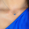 MILESTONE SAPPHIRE HALO PENDANT IN SILVER Bevilles Jewellers 