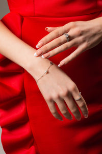GEORGINI RED CARPET GLOBE PEARL BRACELET SILVER Bevilles Jewellers 