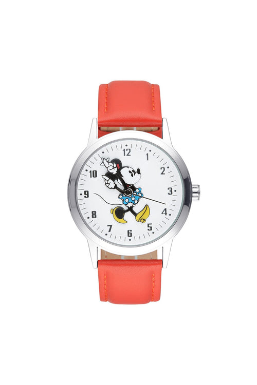 Disney Disney Bold Minnie 35mm White Dial Red Leather Strap Watch Watches Disney 
