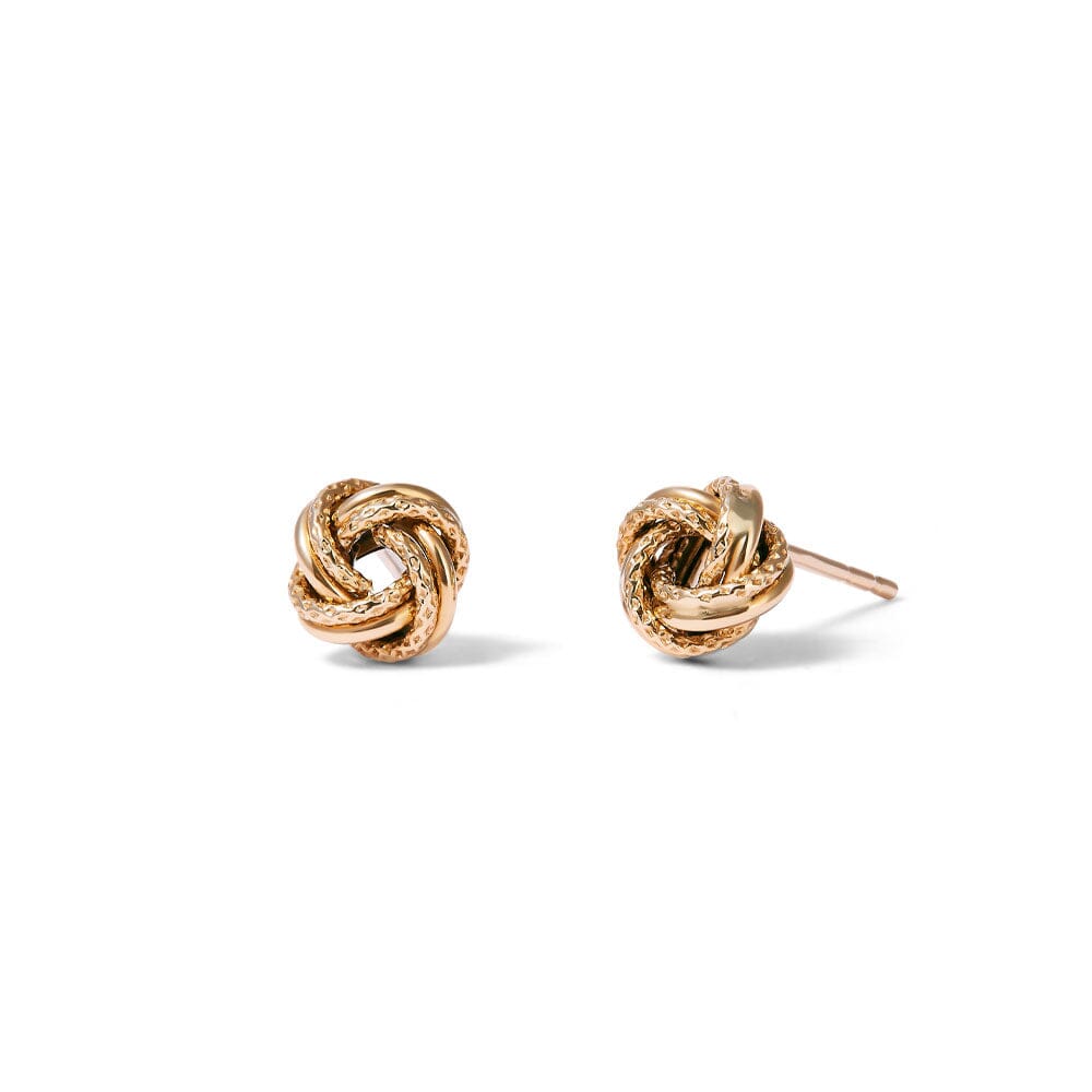 Twist Knot Stud Earrings in 9kt Yellow Gold Earrings Bevilles 