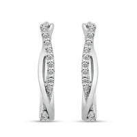 Diamond Set Crossover Hoop Earrings in Sterling Silver Earrings Bevilles Jewellers 