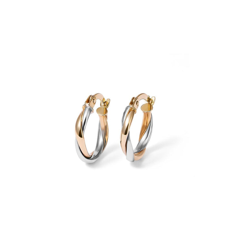 10mm Two Strand Twist Hoop Earrings in 9kt Duo-Tone Gold Earrings Bevilles 