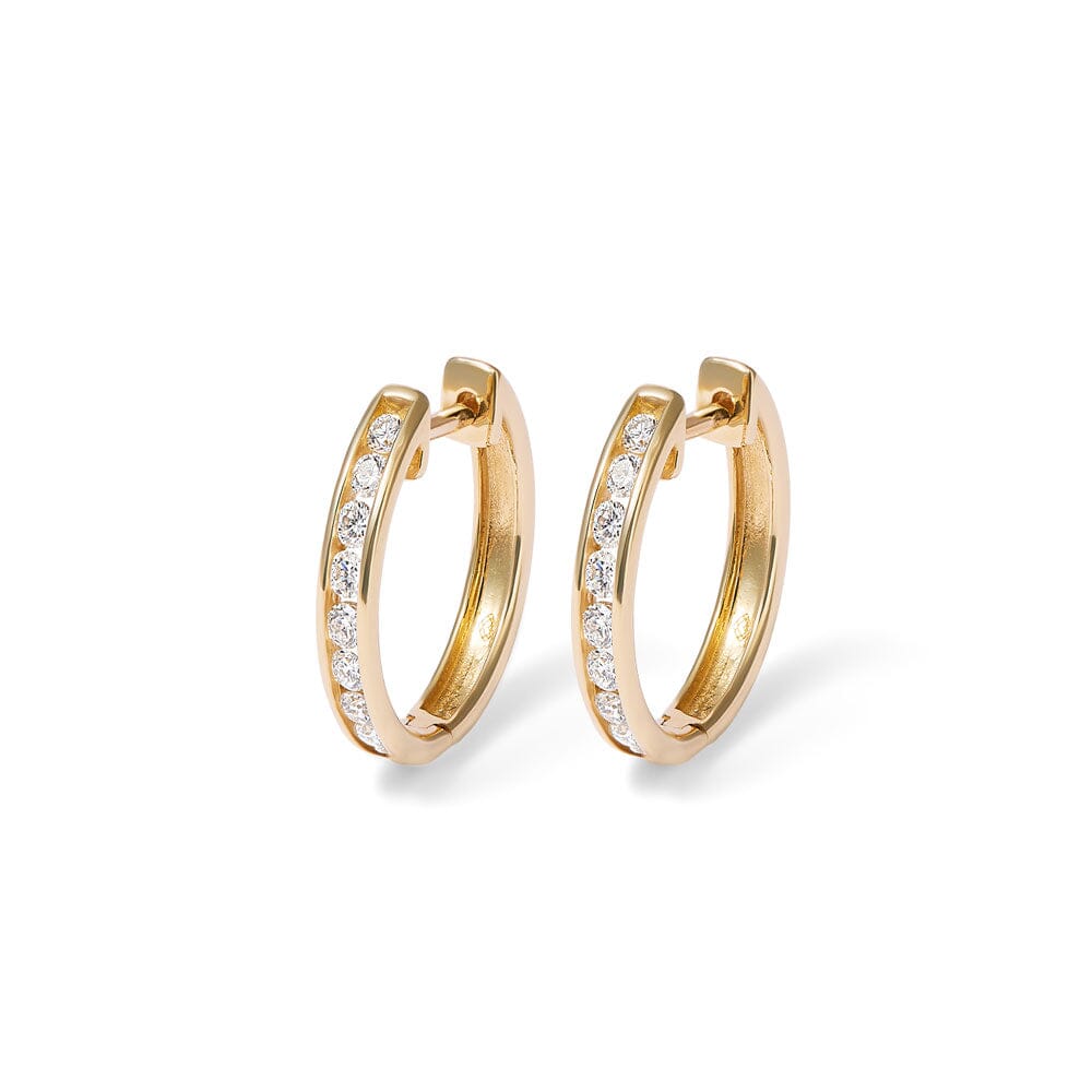 14mm Channel Huggie Earrings with 0.50tw of Laboratory-Grown Diamonds in 9kt Yellow Gold Earrings Bevilles 