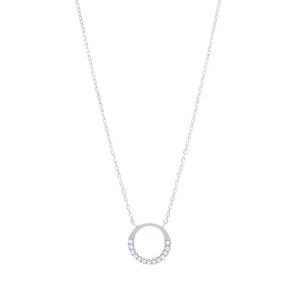 Sterling Silver Open Circle with Cubic Zirconia Necklaces Bevilles 