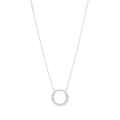 Sterling Silver Open Circle with Cubic Zirconia Necklaces Bevilles 