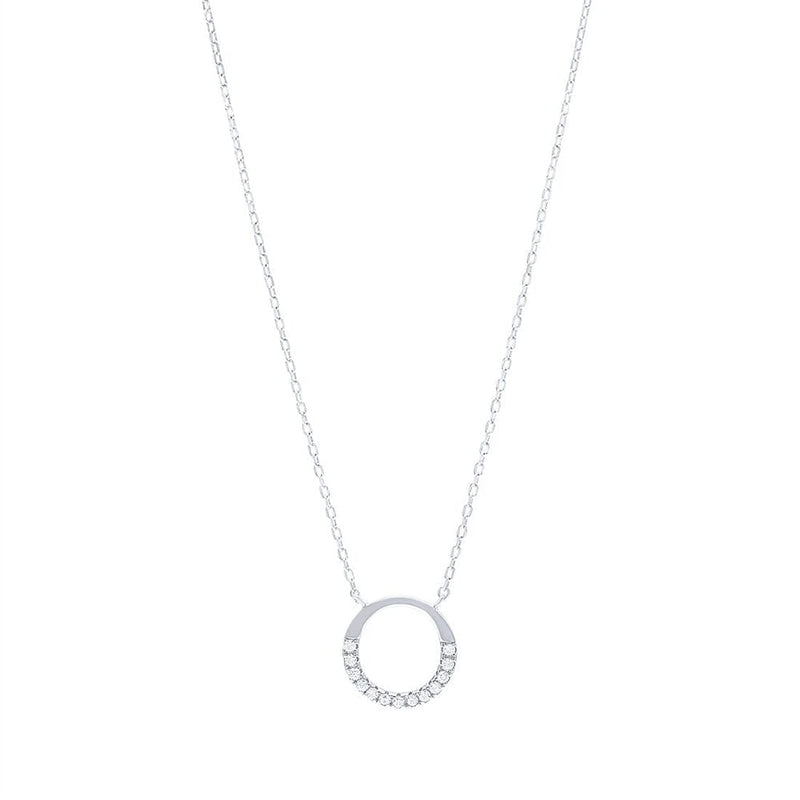 Sterling Silver Open Circle with Cubic Zirconia Necklaces Bevilles 