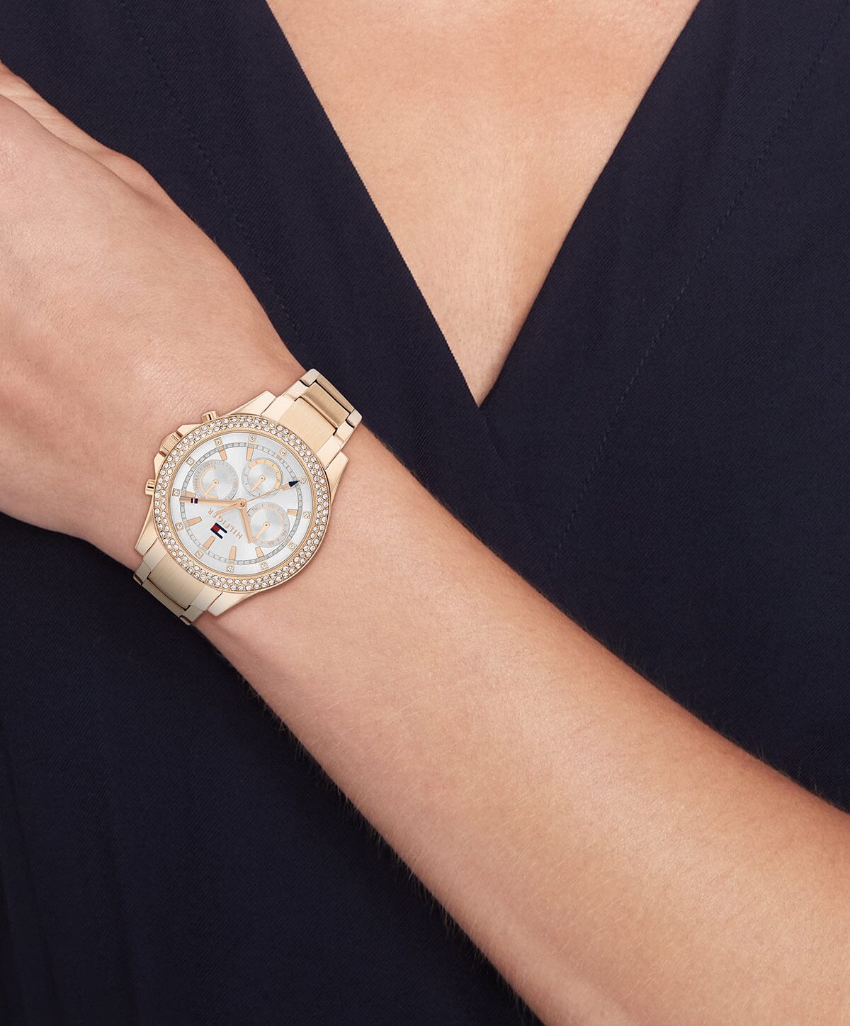 Tommy Hilfiger Haven Ionic Plated Carnation Gold Steel Light Grey Dial Women's Watch 1782624 Watches Tommy Hilfiger 