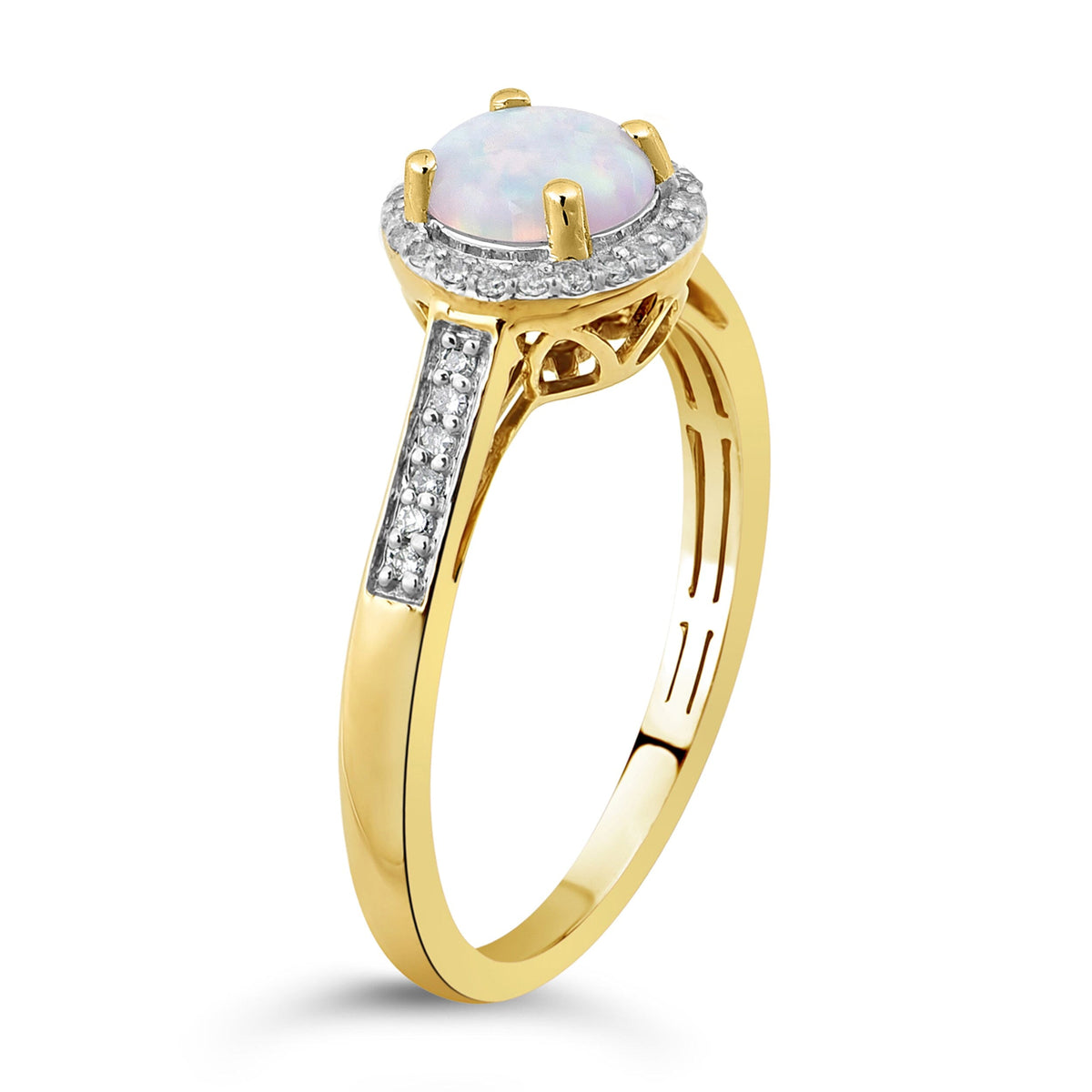 Created Opal & Diamond Ring in 9kt Yellow Gold Rings Bevilles 