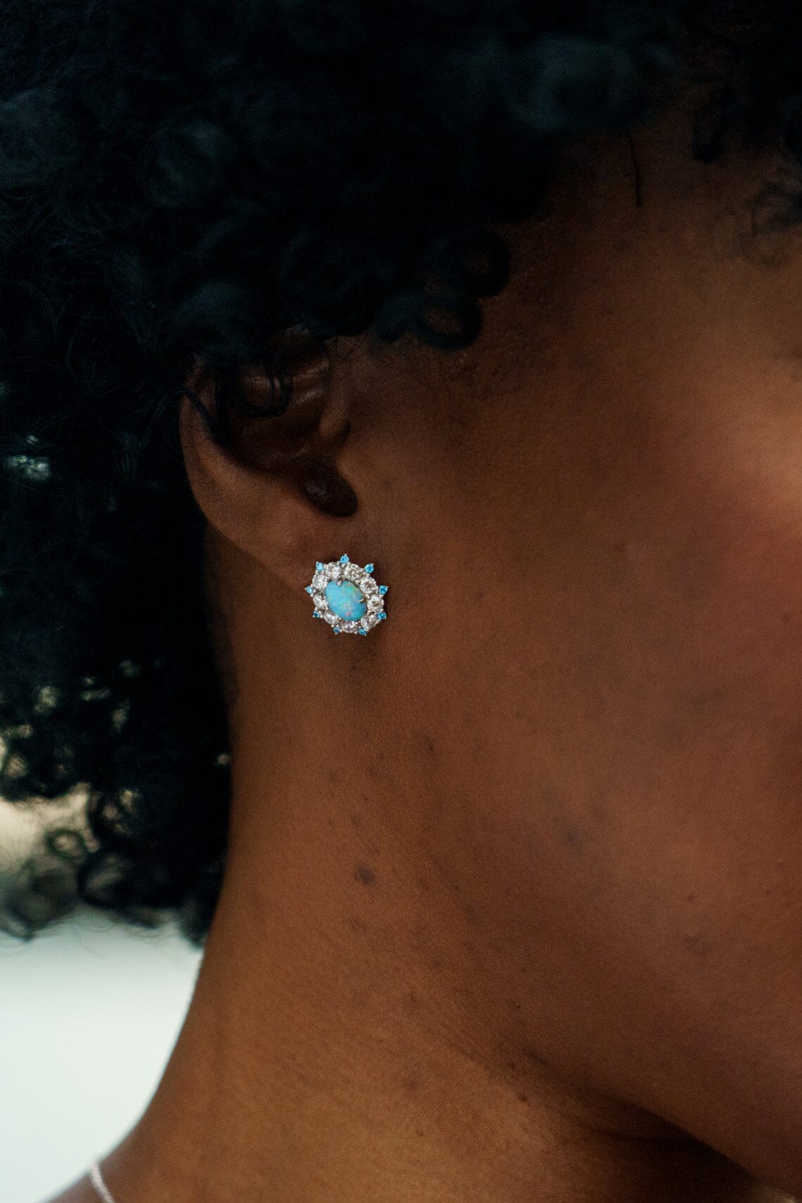 OPAL GLOW BARANGAROO BLUE CREATED OPAL EARRINGS Bevilles Jewellers 