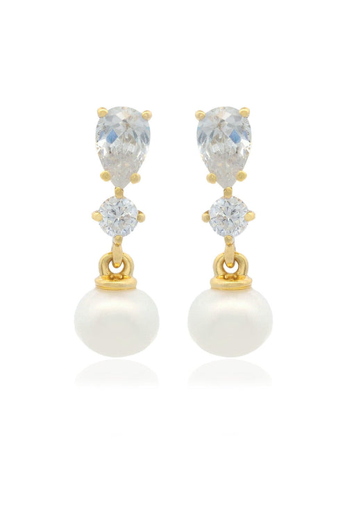CHIC NOEL FRESHWATER PEARL PYRMONT EARRINGS GOLD Bevilles Jewellers 