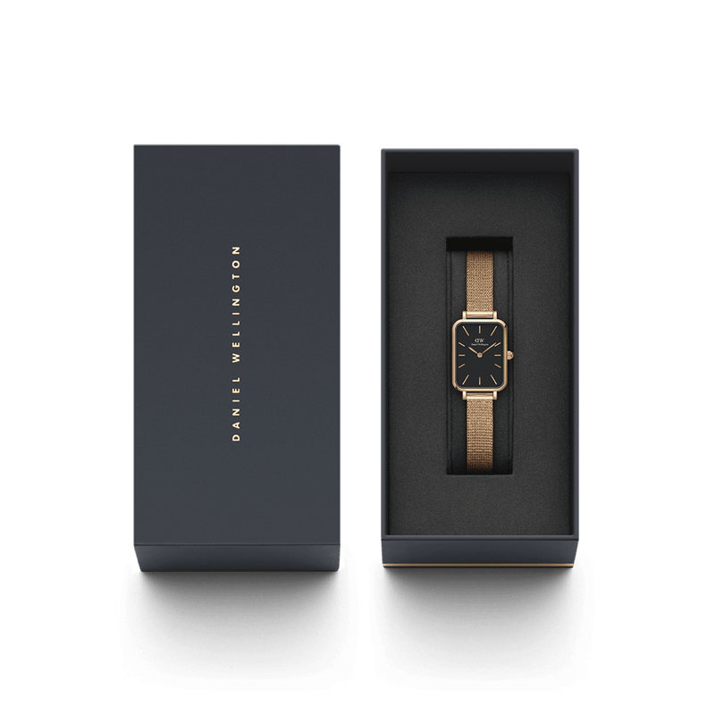 Daniel Wellington Quadro 20X26 Pressed Melrose Rose Gold & Black Watch Watches Daniel Wellington 
