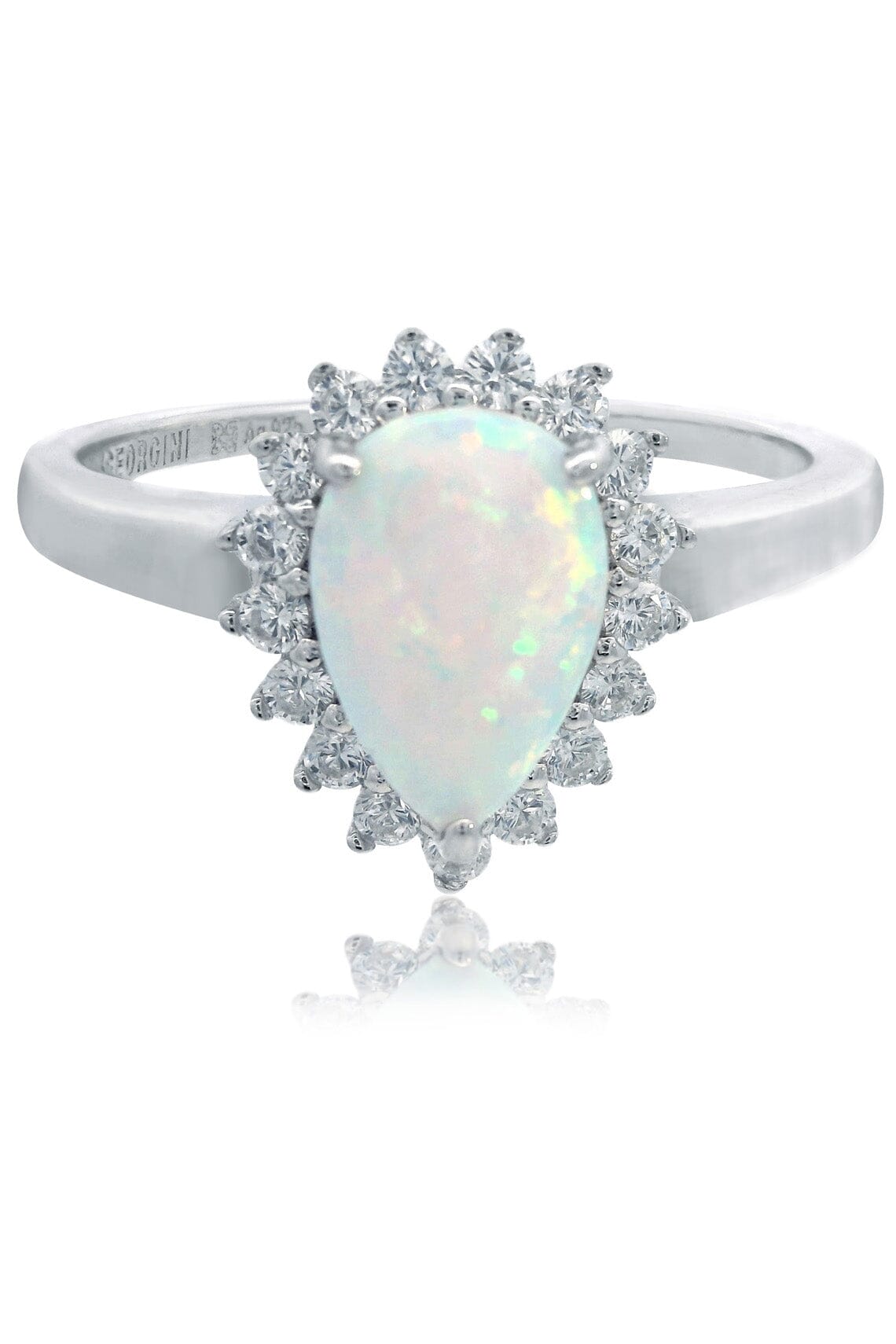 OPAL GLOW ROZELLE WHITE CREATED OPAL RING SILVER Bevilles Jewellers 