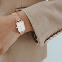 Daniel Wellington Quadro 20X26 Pressed Melrose Rose Gold & White Watch Watches Daniel Wellington 