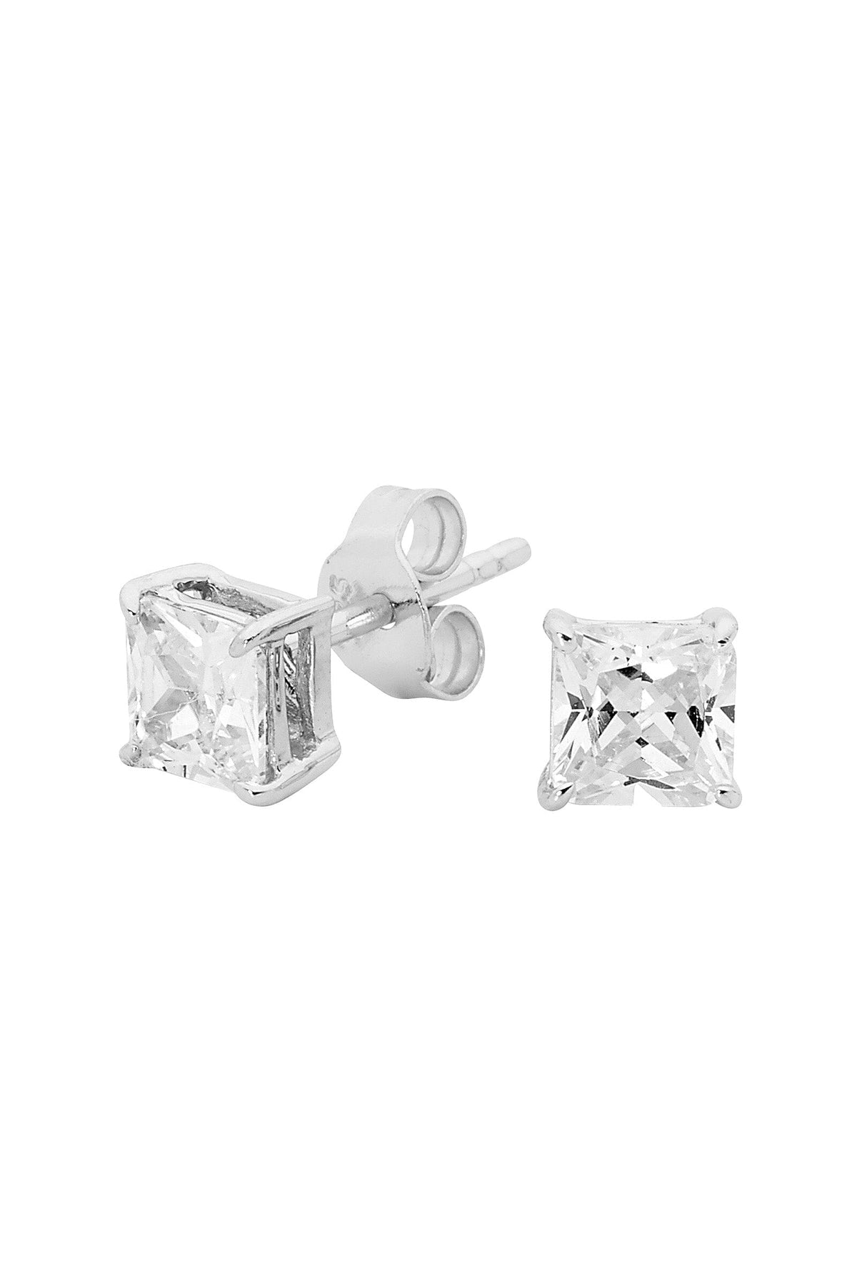 SQUARE CLEAR STUD 5MM Bevilles Jewellers 