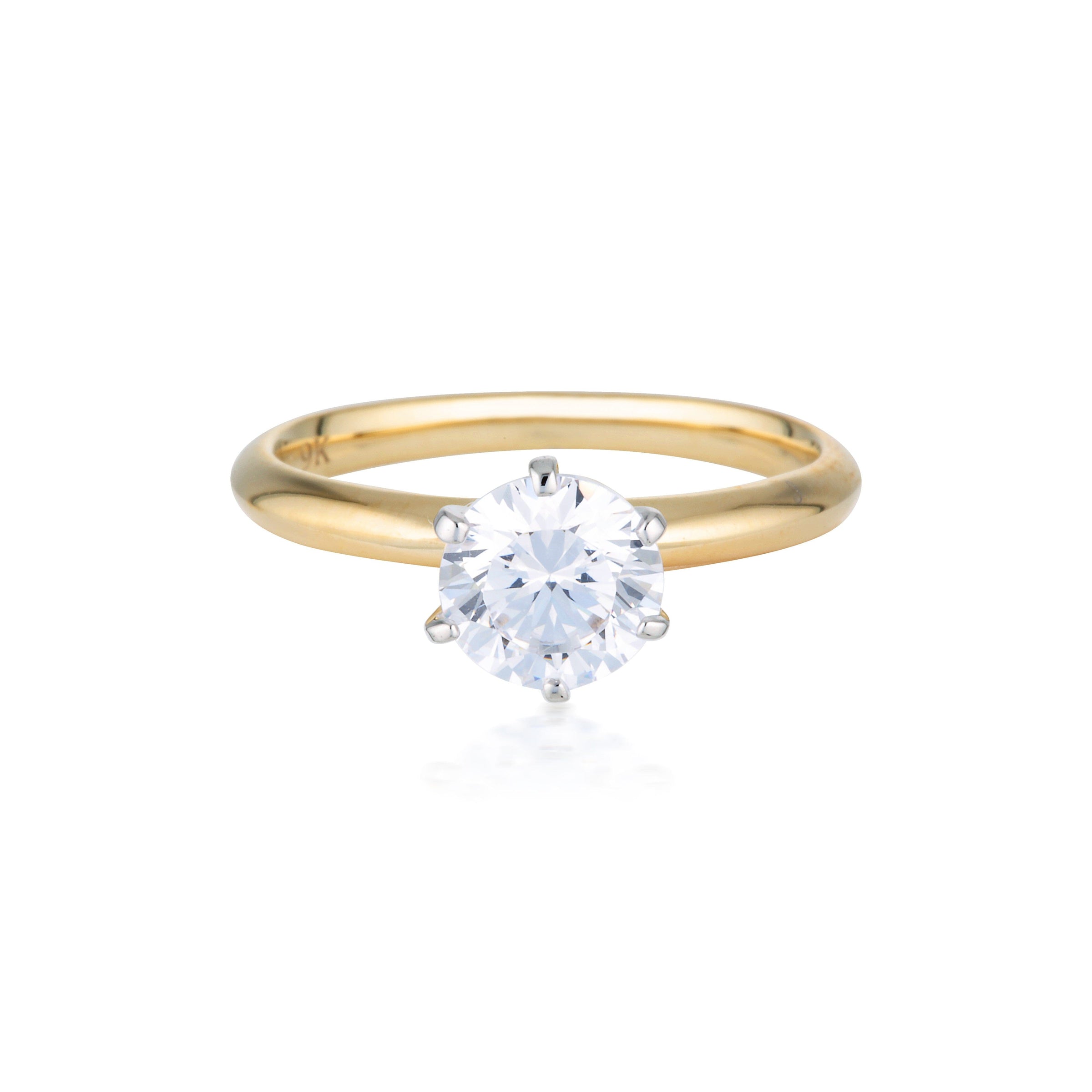 Georgini Gold Round Brilliant Cut 1.25ct Solitaire with Knife Edge Band in Gold Bevilles Jewellers 