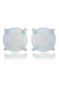 OPAL GLOW WHITE CREATED OPAL STUD EARRINGS SILVER Bevilles Jewellers 