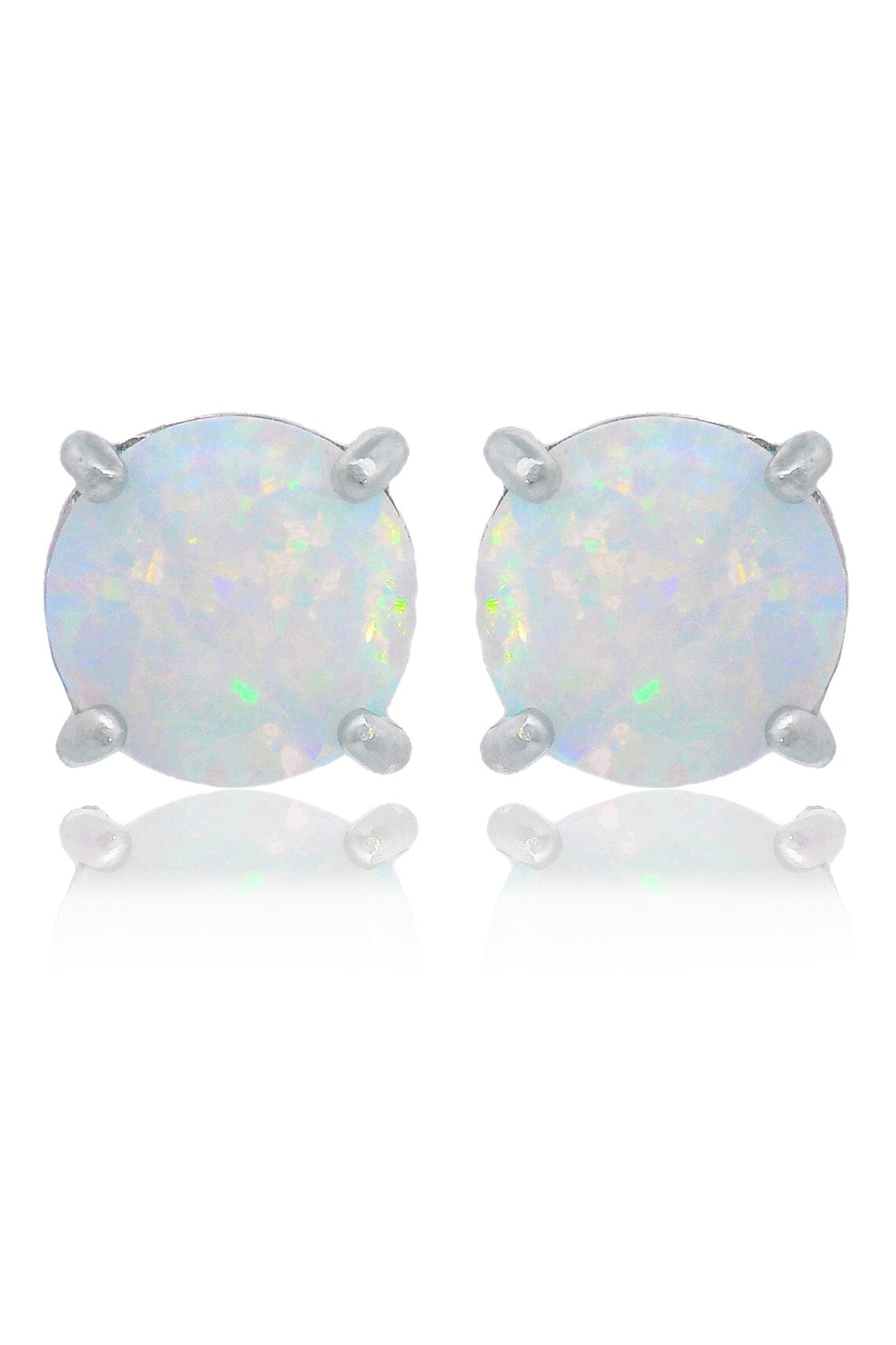 OPAL GLOW WHITE CREATED OPAL STUD EARRINGS SILVER Bevilles Jewellers 