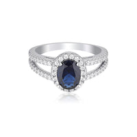 GEORGINI AURORA GLORY RING SILVER/ SAPPHIRE Bevilles Jewellers 