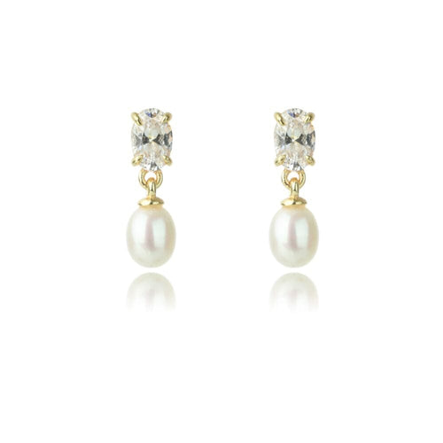 OCEANS WHITSUNDAYS FRESHWATER PEARL EARRINGS GOLD Bevilles Jewellers 