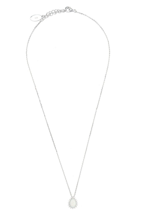 OPAL GLOW ROZELLE WHITE CREATED OPAL PENDANT SILVER Bevilles Jewellers 