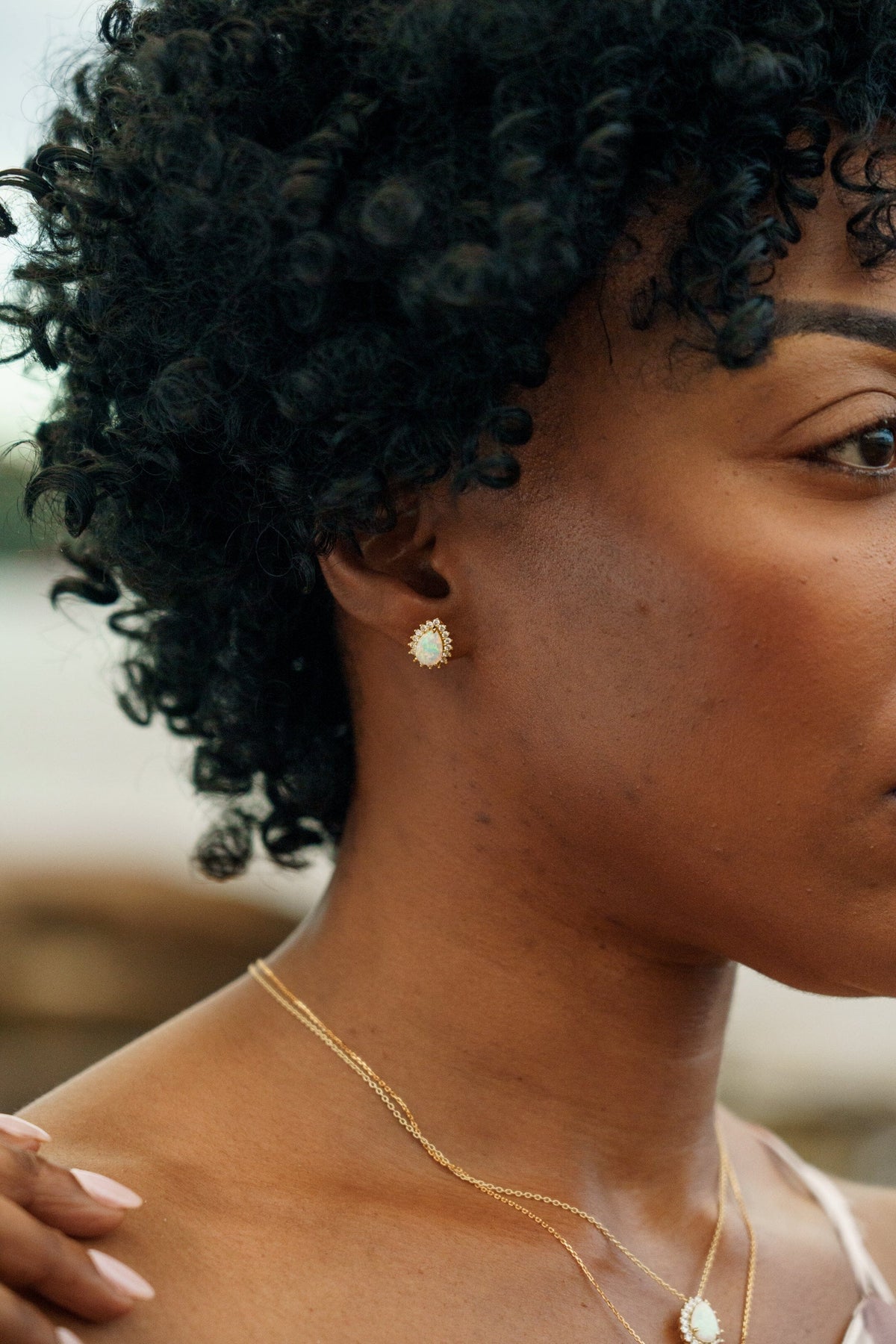 OPAL GLOW ROZELLE WHITE CREATED OPAL EARRINGS GOLD Bevilles Jewellers 