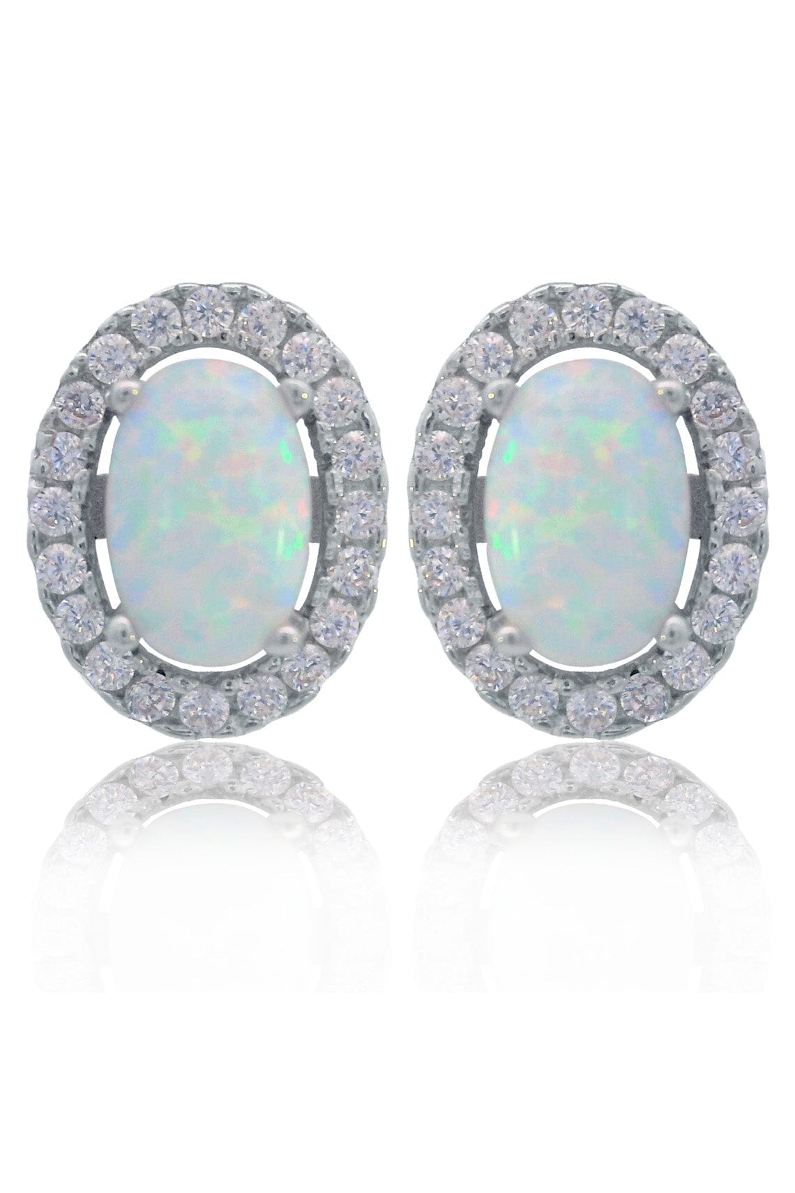 OPAL GLOW BLACKWATTLE WHITE CREATED OPAL EARRINGS SILVER Bevilles Jewellers 