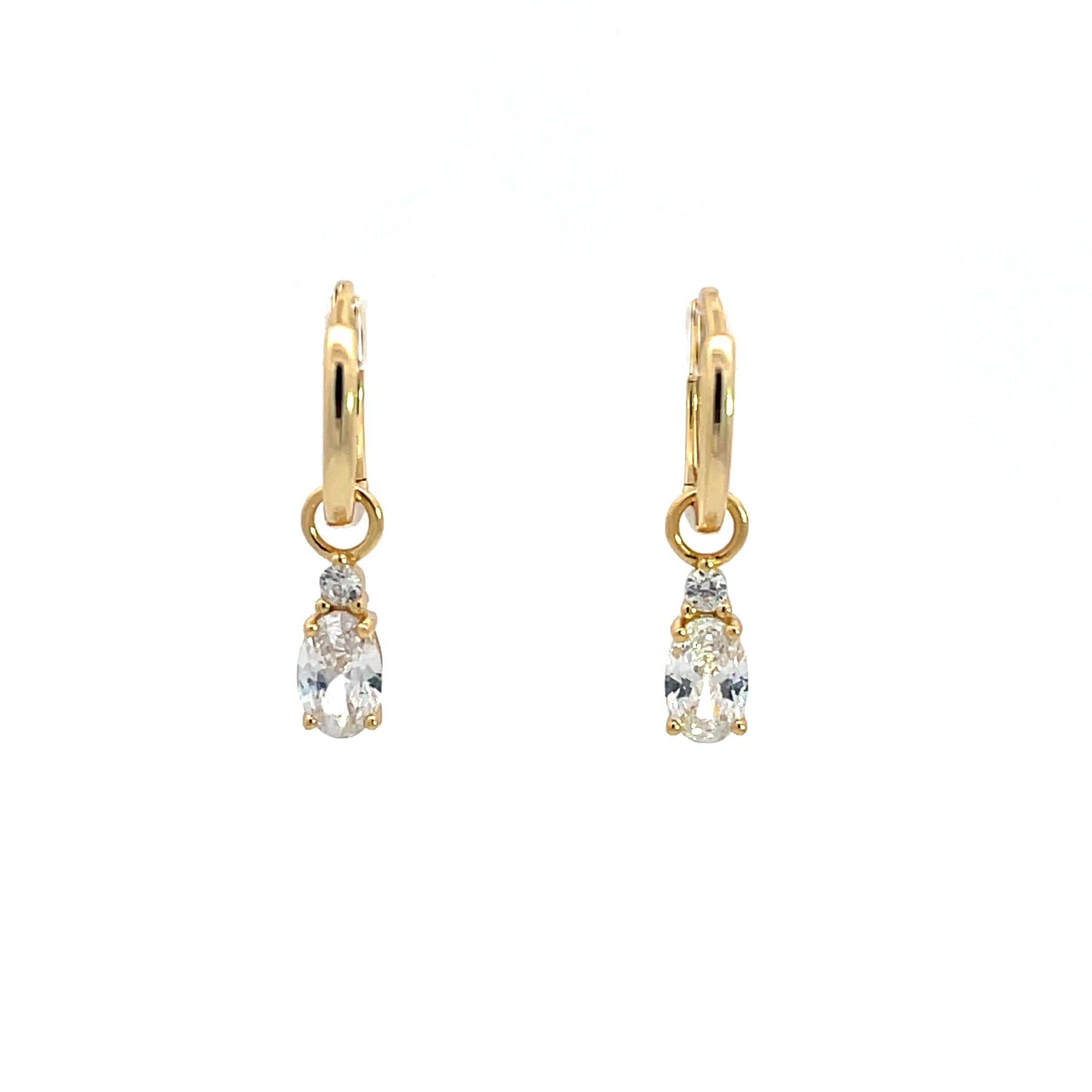 A CHRISTMAS JOURNEY BABY OVAL EARRINGS GOLD Bevilles Jewellers 
