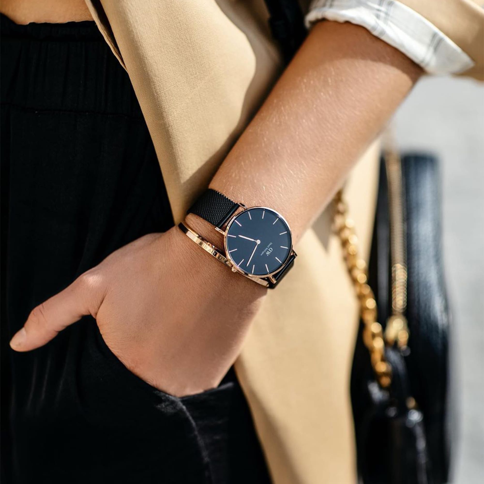 Rose Gold Daniel Wellington Damenuhr Classic Petite Ashfield Rose