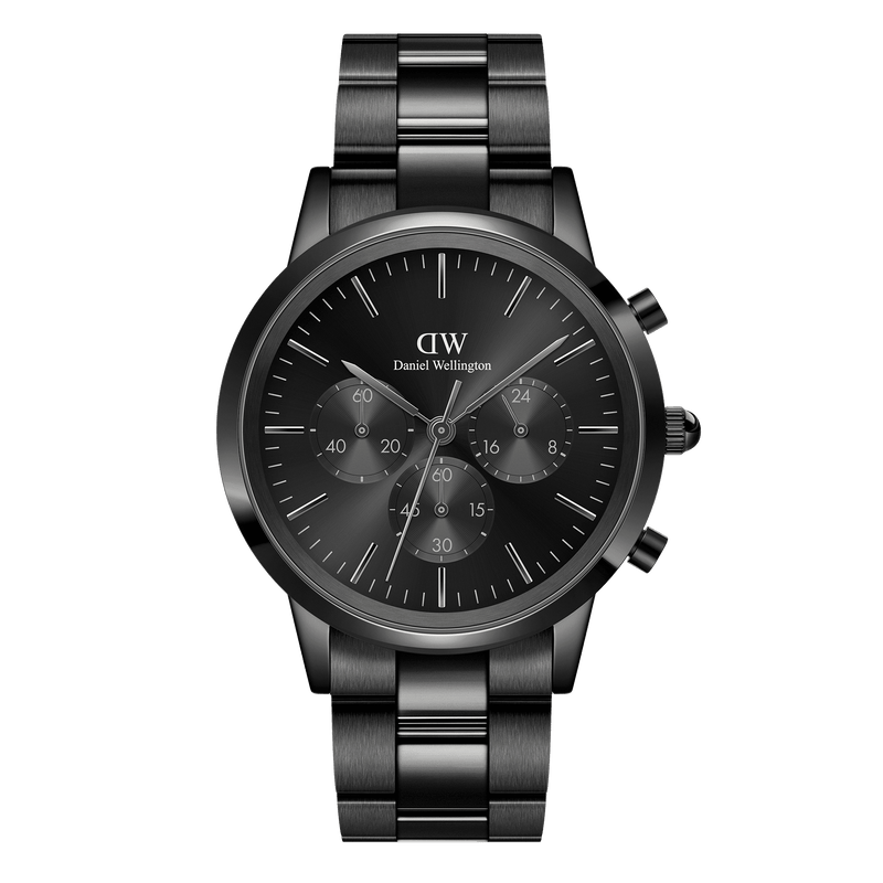 Daniel Wellington Iconic Chronograph 42 Link Black Sunray Watch Watches Daniel Wellington 