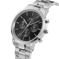 Daniel Wellington Iconic Chronograph 42 Link Silver & Black Sunray Watch Watches Daniel Wellington 