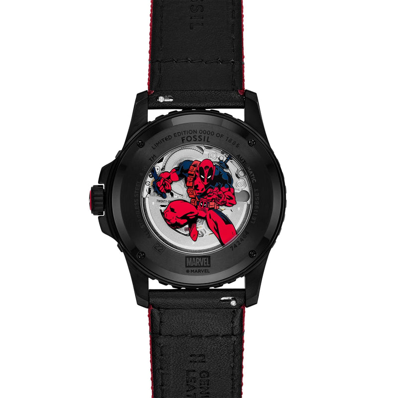 Fossil Marvel LE Deadpool Limited Edition Watch LE1196SET Watches Bevilles Jewellers 