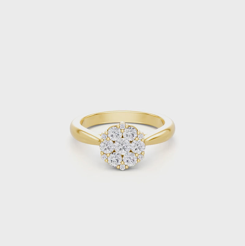 Flower Ring with 3/4ct of Laboratory Grown Diamonds in 9ct Yellow Gold