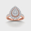 Double Pear Halo Ring with 1/5ct of Diamonds in 9ct Rose Gold