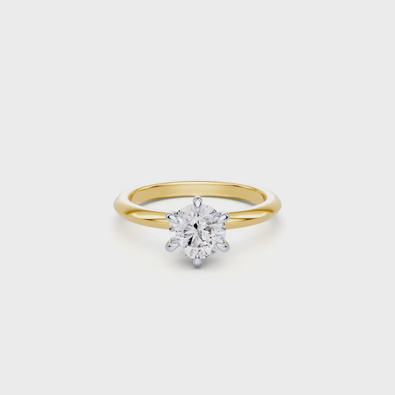1.50ct Laboratory Grown Diamond Six Claw Solitaire Ring in 18ct Yellow Gold and 18ct White Gold