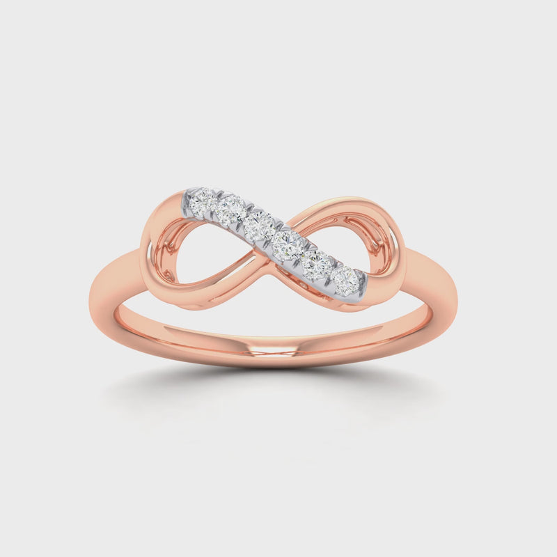 9ct Rose Gold Stackable Infinity Ring with Diamond