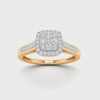 9ct Yellow Gold Square Shape Halo Ring with 0.25ct of Diamonds