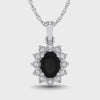 Oval Created Sapphire Necklace with 0.05ct of Diamonds in Sterling Silver