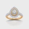Facets of Love Pear Halo Ring with 1/2ct of Diamonds in 18ct Yellow Gold