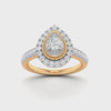Facets of Love Pear Halo Ring with 1/2ct of Diamonds in 18ct Yellow Gold