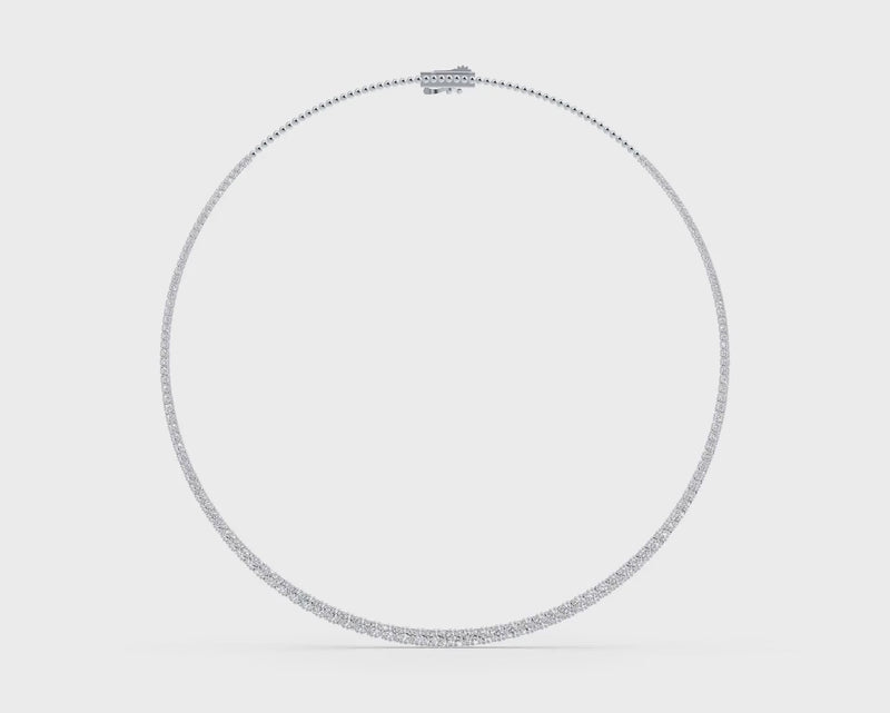 Graduated Tennis Necklace with 8.00ct of Laboratory Grown Diamonds in Sterling Silver and Platinum